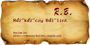Rákóczy Bálint névjegykártya